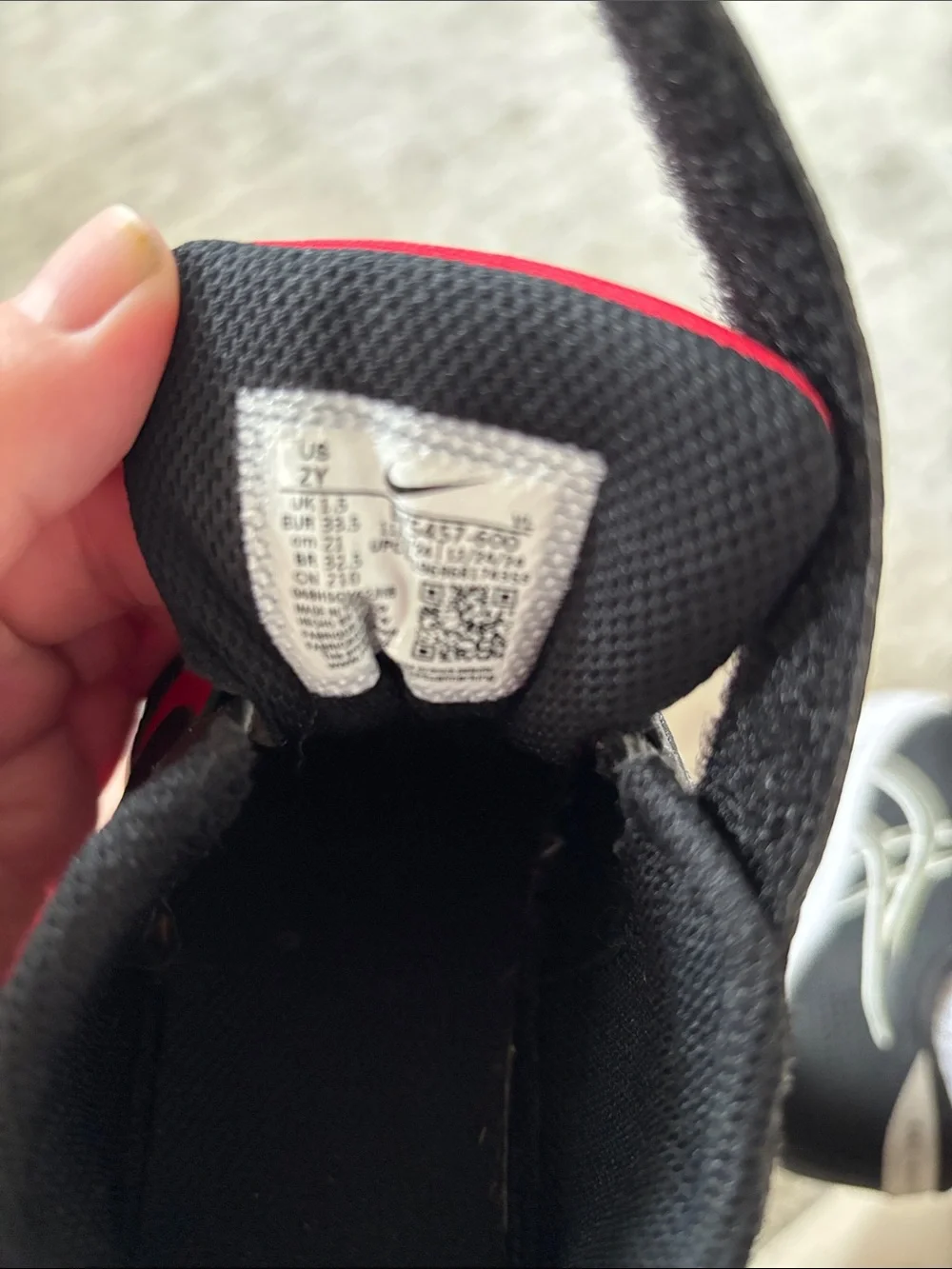 Nike Kids Black and Red Sneakers with Velcro Strap